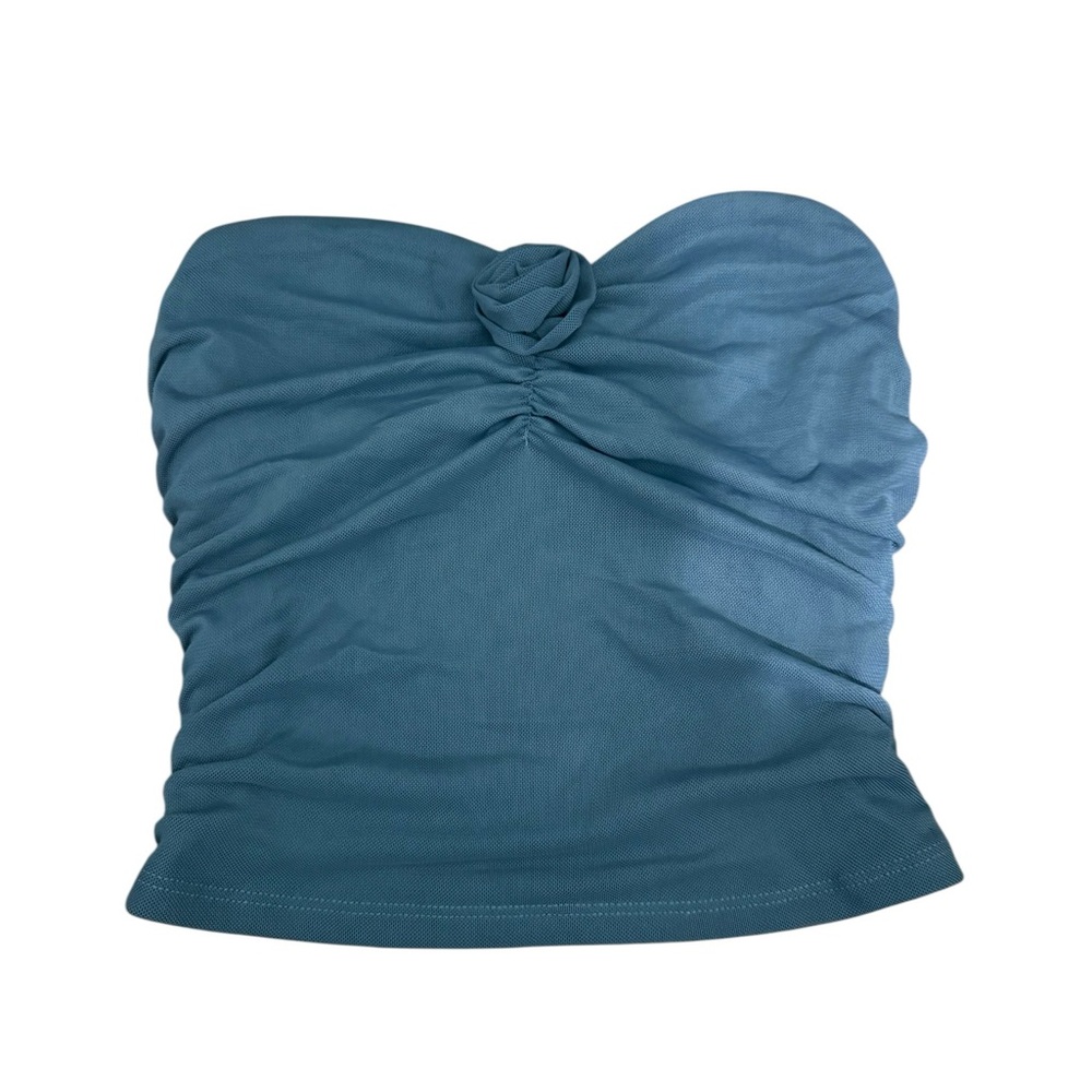 Garage Blue Ruched Tube Top